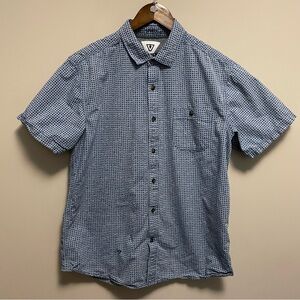 Vissla Blue Cotton Geometric Print Short Sleeve Dress Shirt Men’s Large